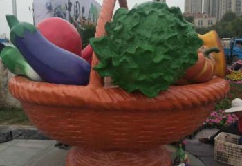 大型菜篮子雕塑厂家 彩绘小品 户外不锈钢菜篮子雕塑厂