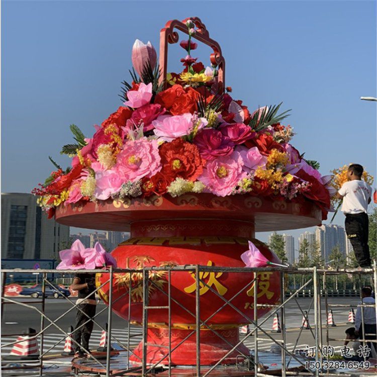 仿古花篮雕塑厂家 大型小品 房地产不锈钢花篮雕塑生产