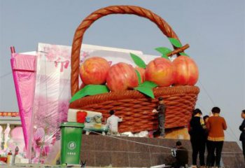 现代菜篮子雕塑厂家 大型别墅区摆件 烤漆不锈钢菜篮子雕塑制作