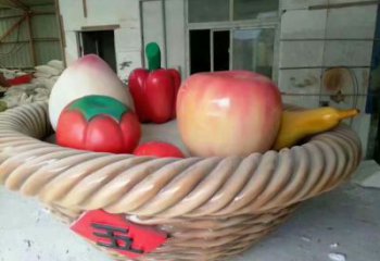 中式菜篮子雕塑厂家 现代小品 游乐场不锈钢菜篮子雕塑厂
