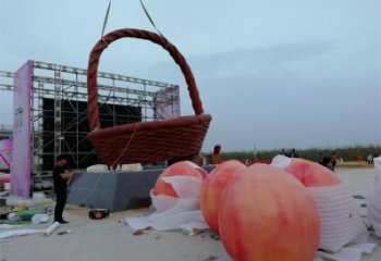 庭院菜篮子雕塑厂家 现代小品 大型不锈钢菜篮子雕塑报价