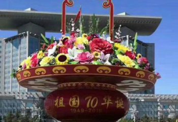 异形花篮雕塑厂家 现代小品 广场不锈钢花篮雕塑厂