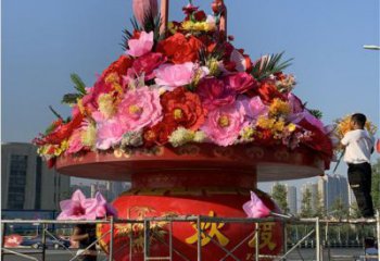 仿古花篮雕塑厂家 大型小品 房地产不锈钢花篮雕塑生产