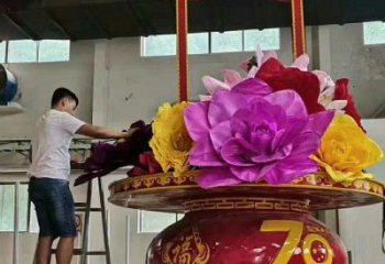 中式花篮雕塑厂家 现代小品 大型不锈钢花篮雕塑制作