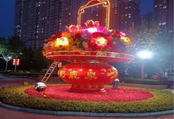 抽象花篮雕塑厂家 户外小品 街头不锈钢花篮雕塑生产