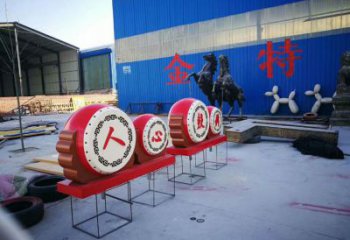 中式大鼓雕塑厂家 公园小品 户外不锈钢大鼓雕塑工厂