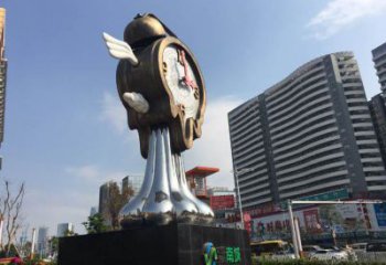 创意钟表雕塑厂家 户外小品 公园不锈钢钟表雕塑厂