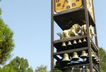 庭院钟表雕塑厂家 现代小品 大型不锈钢钟表雕塑定制