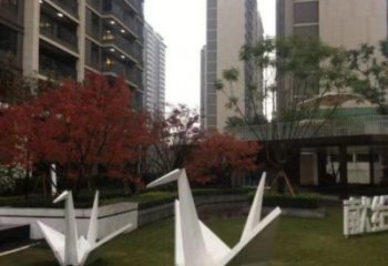 切面千纸鹤雕塑厂家 庭院摆件 现代不锈钢千纸鹤雕塑生产