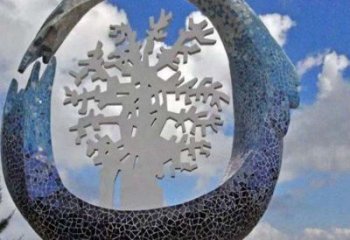 中式雪花雕塑厂家 烤漆小品 创意不锈钢雪花雕塑厂