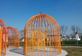 烤漆鸟笼雕塑厂家 公园小品 钢管不锈钢鸟笼雕塑厂