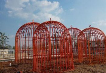 镂空鸟笼雕塑厂家 园林小品 住宅小区不锈钢鸟笼雕塑厂