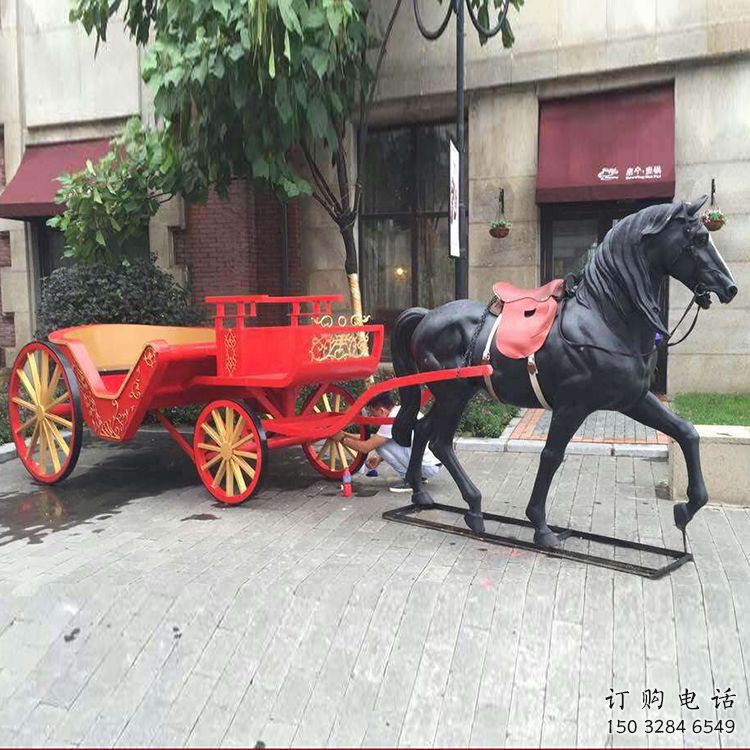户外马车雕塑厂家 喷漆小品 仿古不锈钢马车雕塑加工厂