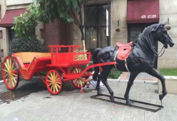 户外马车雕塑厂家 喷漆小品 仿古不锈钢马车雕塑加工厂