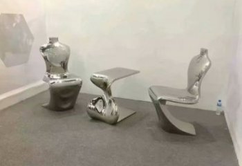 几何凳子雕塑厂家 镜面公园小品 大型不锈钢凳子雕塑厂