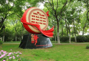 党建锣鼓雕塑厂家 异形小品 大型不锈钢锣鼓雕塑厂