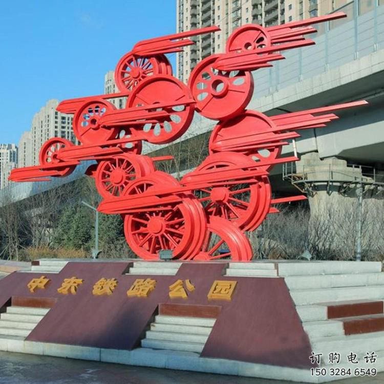 户外齿轮雕塑厂家 喷漆小品 喷漆不锈钢齿轮雕塑工厂