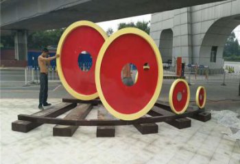 房地产齿轮雕塑厂家 烤漆摆件 创意不锈钢齿轮雕塑厂