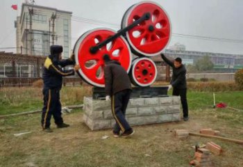 大型商场齿轮雕塑厂家 仿真摆件 烤漆不锈钢齿轮雕塑厂