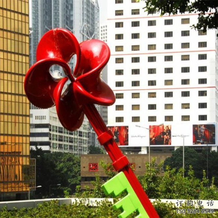 房地产钥匙雕塑厂家 现代摆件 锻造不锈钢钥匙雕塑厂