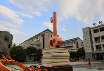 抽象钥匙雕塑厂家 哑光教育小品 校园不锈钢钥匙雕塑生产