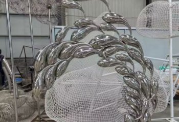 园林水稻雕塑厂家 镜面小品 中式不锈钢水稻雕塑厂