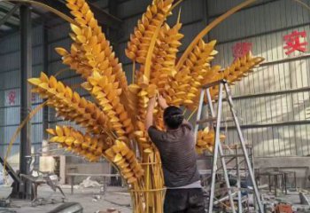 烤漆水稻雕塑厂家 仿真小品 户外不锈钢水稻雕塑制作厂