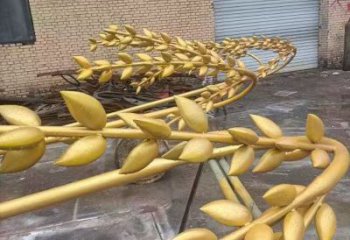 中式水稻雕塑厂家 烤漆仿真小品 游乐场不锈钢水稻雕塑厂
