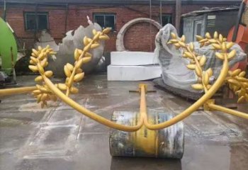 几何水稻雕塑厂家 现代公园小品 仿真不锈钢水稻雕塑制作
