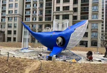街道滑梯雕塑厂家 现代摆件 烤漆不锈钢滑梯雕塑厂