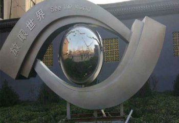 几何眼睛雕塑厂家 欧式小品 街头不锈钢眼睛雕塑定做