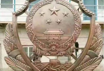创意校徽雕塑厂家 校园广场小品 大型校徽雕塑厂