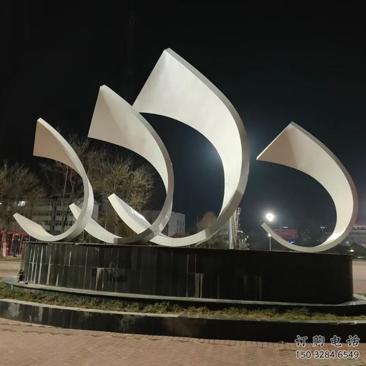 园林船帆雕塑厂家 烤漆小品 中式不锈钢船帆雕塑厂