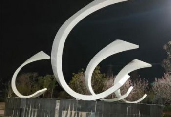 户外船帆雕塑厂家 喷漆小品 切面不锈钢船帆雕塑厂