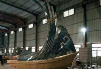 中式船帆雕塑厂家 镜面小品 广场不锈钢船帆雕塑厂