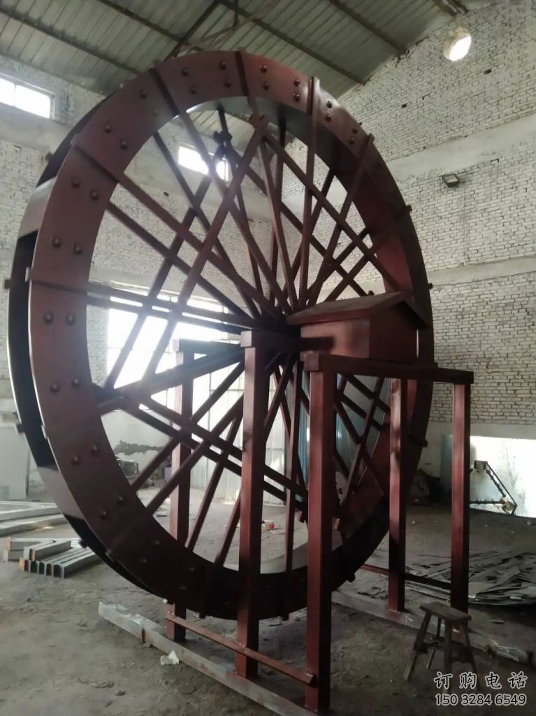 房地产水车雕塑厂家 镂空创意摆件 现代不锈钢水车雕塑加工厂 房地产水车雕塑厂家 镂空创意摆件 现代不锈钢水车雕塑加工厂