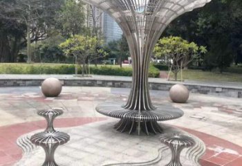 广场雨伞雕塑厂家 公园小品 拉丝不锈钢雨伞雕塑厂