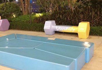 创意哑铃雕塑厂家 抽象小品 公园不锈钢哑铃雕塑厂