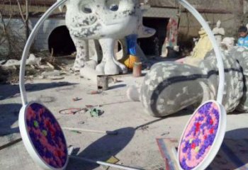 几何耳机雕塑厂家 异形街头小品 音乐不锈钢耳机雕塑厂