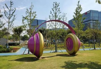 异形耳机雕塑厂家 现代公园小品 创意不锈钢耳机雕塑厂