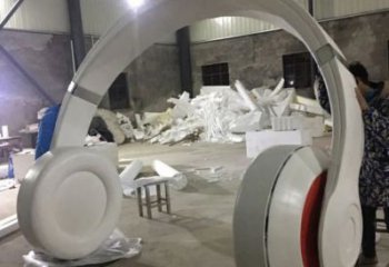 园林耳机雕塑厂家 公园音乐小品 中式不锈钢耳机雕塑厂