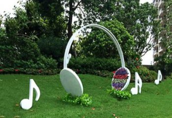 中式耳麦雕塑厂家 现代公园小品 游乐场不锈钢耳麦雕塑厂