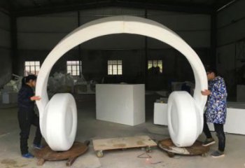 音乐耳麦雕塑厂家 异形音乐摆件 体育场不锈钢耳麦雕塑厂