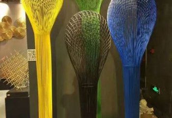 镂空话筒雕塑厂家 烤漆园林小品 几何不锈钢话筒雕塑厂