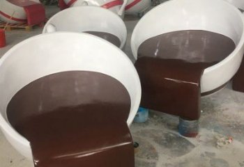 广场咖啡杯雕塑厂家 彩绘抽象小品 户外咖啡杯雕塑厂