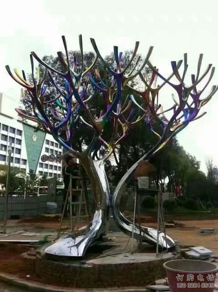 异形花伞雕塑厂家 现代小品 广场不锈钢花伞雕塑定制