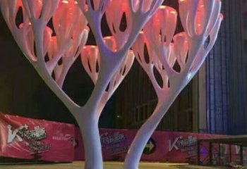 大型花伞雕塑厂家 锻造发光小品 户外不锈钢花伞雕塑定做