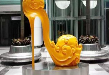 喷漆高跟鞋雕塑厂家 中式村口小品 草地高跟鞋雕塑厂