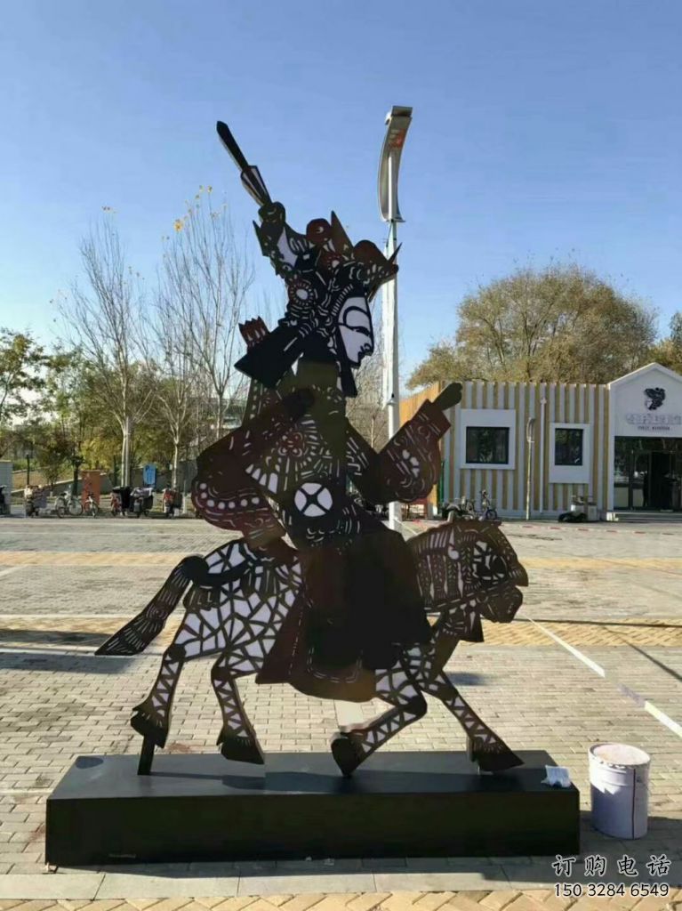 抽象皮影戏雕塑厂家 镂空烤漆小品 异形皮影戏雕塑厂