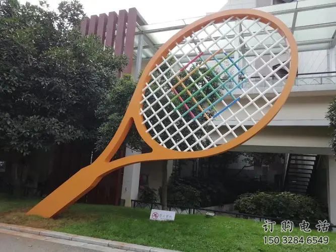 几何网球拍雕塑厂家 镂空小品 创意不锈钢网球拍雕塑厂